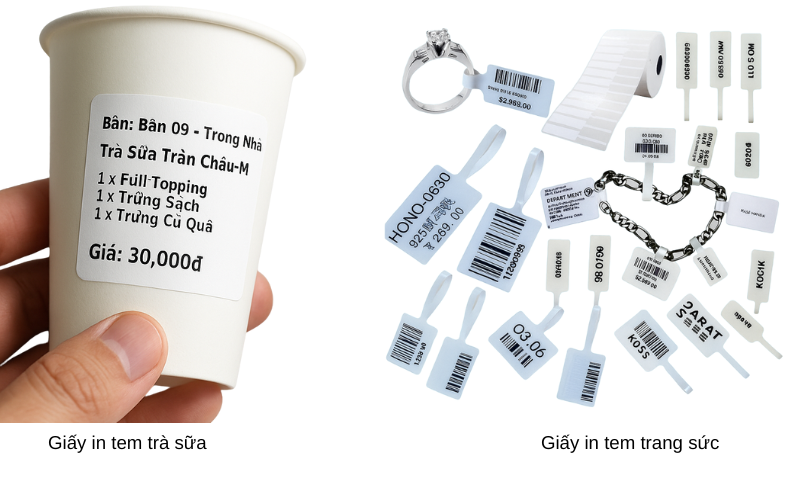 So sánh hai loại giấy in phổ biến: Tem trà sữa và tem trang sức