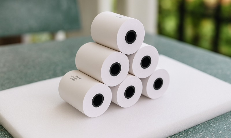 Hướng dẫn bảo quản giấy in nhiệt K57 phi 65 để tránh bay chữ, ố vàng.